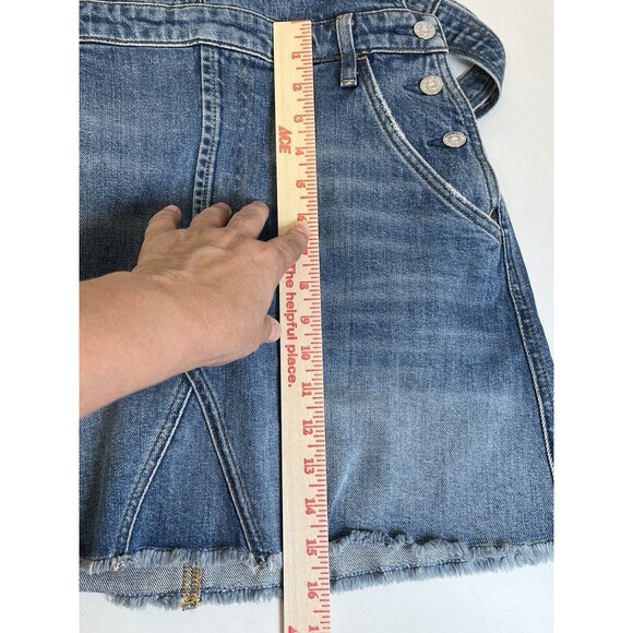 7 FOR ALL MANKIND  Light Wash Denim Overall Raw Hem  Dress. Womens Sz‎ Med - Picture 8 of 8